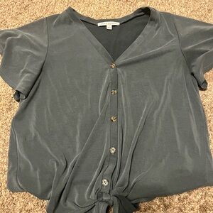 Green Envelope Button-Down blouse with front tie